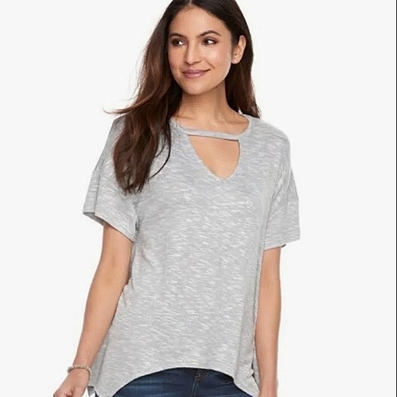 Juicy Couture Tops - 2098 * Juicy Couture Cutout Shark Bite Top Heather Gray Size XL